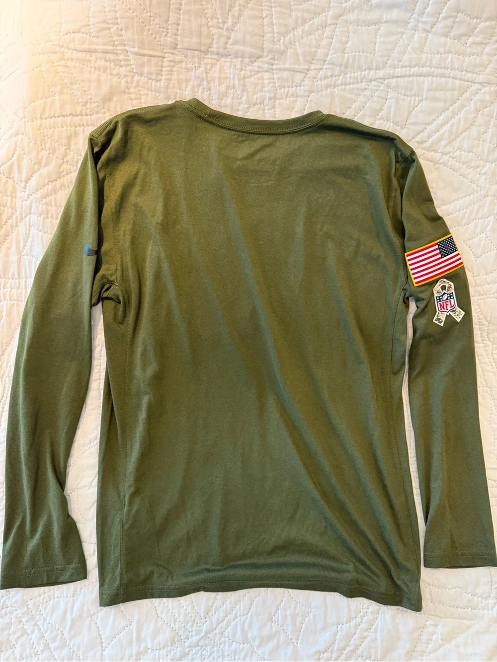Nike NFL Olive Green Long Sleeve Pittsburgh Steelers USA Logo Tee